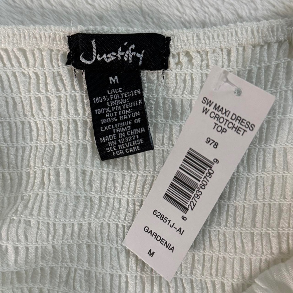 White Crochet Maxi Dress Justify NWT Boho Bridal Spring Size Medium‎ - Picture 7 of 7